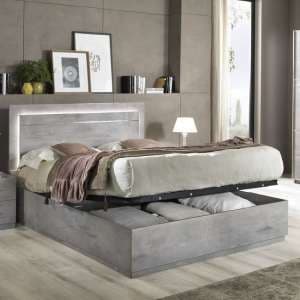 Abby King Size Ottoman Bed In Grey Marble Effect Gloss And Light - UK