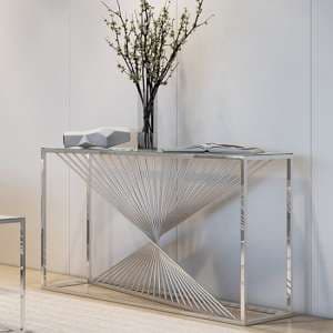 Accrington Glass Console Table With Polished Steel Frame - UK