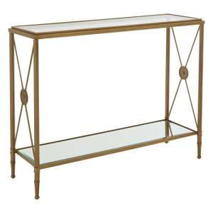 Acox Rectangular Clear Glass Top Console Table With Gold Frame - UK
