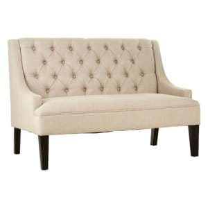 Agoront Upholstered Linen High Back Dining Bench In Natural - UK