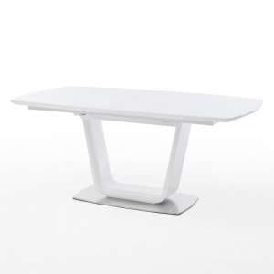 Alecta Glass Extendable Dining Table In White With Steel Base - UK