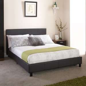 Alcester Faux Leather Small Double Bed In Black - UK