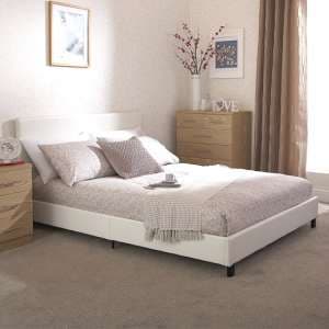 Alcester Faux Leather Small Double Bed In White - UK