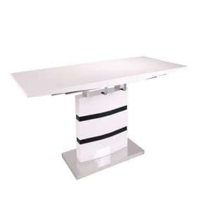 Layne High Gloss Extendable Dining Table In White And Black - UK