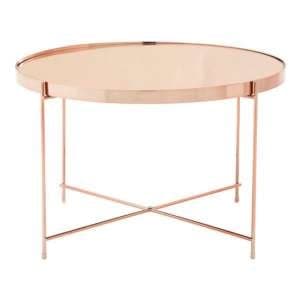 Alluras Large Pink Glass Side Table With Rose Gold Frame - UK