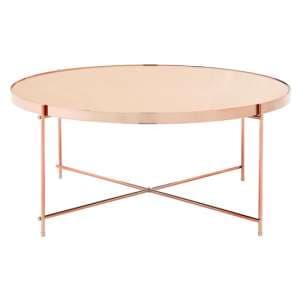 Alluras Pink Glass Coffee Table With Rose Gold Frame - UK