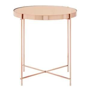 Alluras Small Pink Glass Side Table With Rose Gold Frame - UK