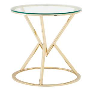 Alluras Glass Corseted Round End Table In Champagne     - UK