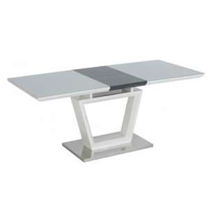 Atmiro Glass Extending Dining Table In White And Grey Gloss - UK