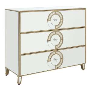 Antibes Mirrored Glass Chest Of 3 Drawers In Antique Silver - UK