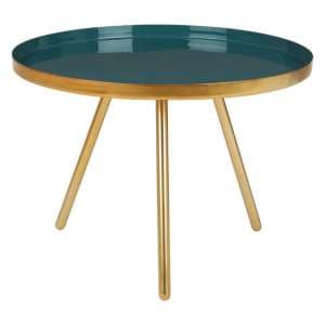 Argenta Large Metal Side Table In Diesel Green And Gold - UK