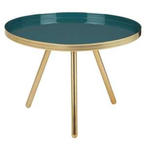 Argenta Small Metal Side Table In Diesel Green And Gold - UK