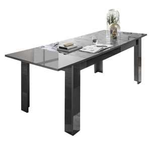 Arlon Extending High Gloss Dining Table In Grey - UK