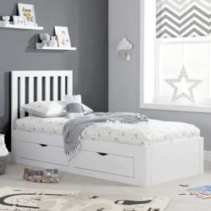Aspen Wooden Single Bed With 4 Drawers In White - UK