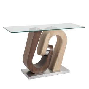 Atlas Glass Console Table With Wooden And Steel Base - UK