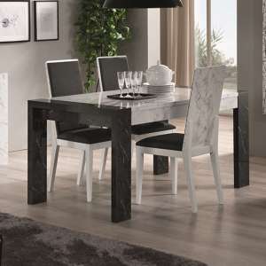 Attoria Gloss Black And White Marble Effect Dining Table 4 Chair - UK