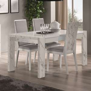 Attoria Gloss White Marble Effect Dining Table With 4 Chairs - UK