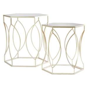 Avanto Hexagonal Glass Set of 2 Side Tables With Oval Frame - UK