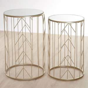 Avanto Round Glass Set of 2 Side Tables With Arrow Metal Frame - UK