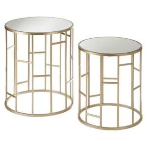 Avanto Round Glass Set of 2 Side Tables With Asymmetric Frame - UK