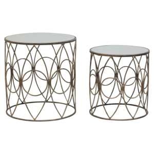 Avanto Round Glass Set of 2 Side Tables With Copper Circle Frame - UK