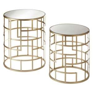 Avanto Round Glass Set of 2 Side Tables With Multi Box Frame - UK
