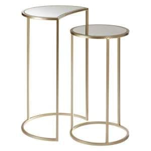 Avanto Round Glass Top Set of 2 Side Tables With Metal Frame - UK