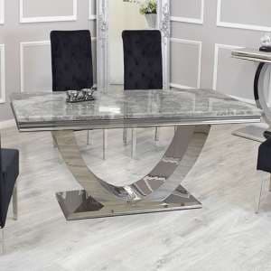 Avon Small Light Grey Marble Dining Table With Polished Base - UK