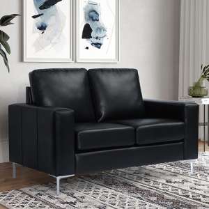 Baltic Faux Leather 2 Seater Sofa In Black - UK