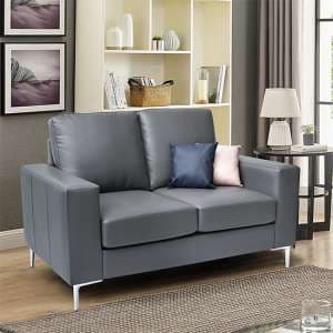 Baltic Faux Leather 2 Seater Sofa In Dark Grey - UK
