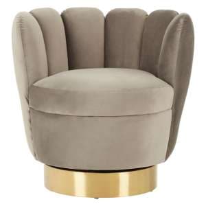 Bealie Velvet Bedroom Chair With Gold Base In Grey - UK