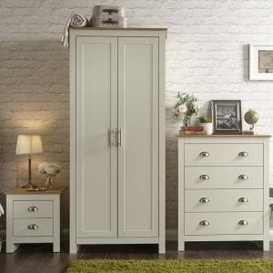 Loftus Trio Bedroom Furniture Set In Cream With Oak Top - UK