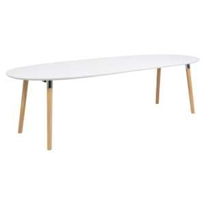 Bellini Wooden Extending Dining Table With Oak Legs In White - UK