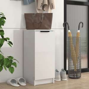 Betsi High Gloss Shoe Storage Cabinet With 1 Door In White - UK