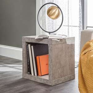 Baginton Wooden Cube Side Table In Concrete Effect - UK