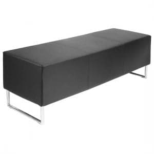 Blockette Bench Seat In Black Faux Leather With Chrome Legs - UK