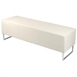 Blockette Bench Seat In Cream Faux Leather With Chrome Legs - UK