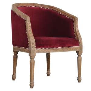 Borah Velvet Accent Chair In Wine Red And Natural - UK