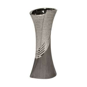 Bridgetown Ceramic Medium Decorative Vase In Grey And Silver - UK