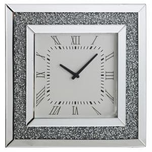 Brompton Modern Mirrored Glass Wall Clock With Crystals - UK