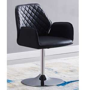 Bucketeer Faux Leather Dining Chair In Black With Swivel Action - UK