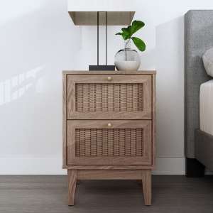 Burdon Wooden Bedside Cabinet With 2 Drawers In Oak - UK
