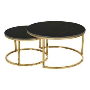 Cais Ceramic Top Set Of 2 Coffee Tables Round In Lawrence Black - UK