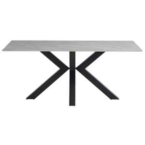 Callie 180cm Marble Dining Table In Rebecca Grey With Black Leg - UK