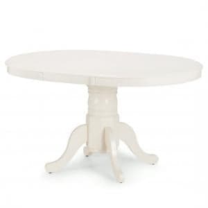 Salgado Wooden Extendable Dining Table In Ivory Lacquered - UK