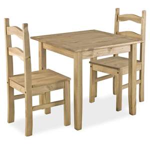 Cariad Small Dining Set With 2 Chairs In Distressed Pine - UK