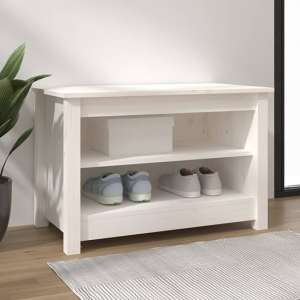 Cedric Solid Pinewood Shoe Storage Bench In White - UK
