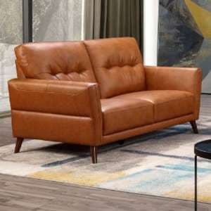 Celina Leather 2 Seater Sofa In Tan With Tapered Legs - UK