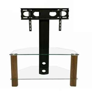 Clevedon Glass TV Stand In Walnut With Bracket - UK