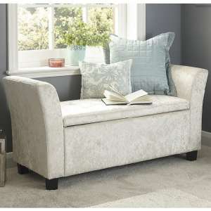 Ventnor Fabric Ottoman Seat In Oyster Crushed Velvet - UK